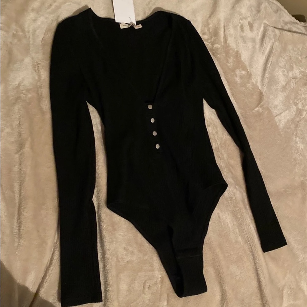 Deep v ribbed bodysuit